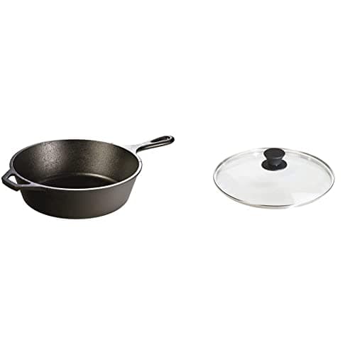 Lodge Deep Skillet, 10.25-inch / 3.2 qt with Tempered Glass Lid (L8DSK3 + GL10)