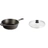 Lodge Deep Skillet, 10.25-inch / 3.2 qt with Tempered Glass Lid (L8DSK3 + GL10)