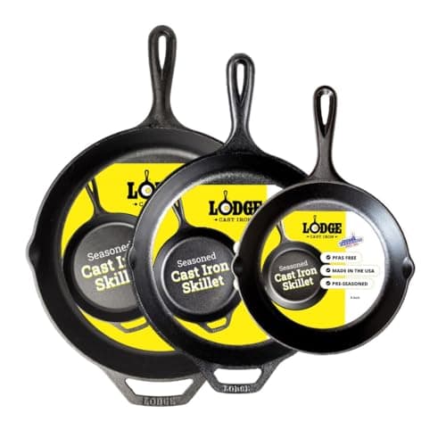 Lodge Seasoned Cast Iron Skillet Set (8, 10.25 & 12 in)