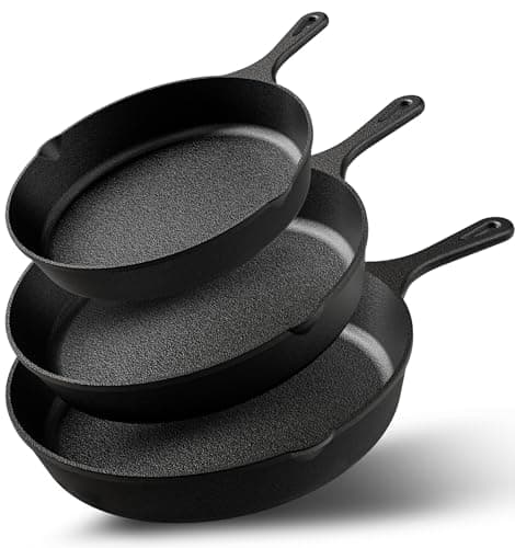 Utopia Kitchen 3-Piece Cast Iron Skillet Set (6, 8 & 10 in)
