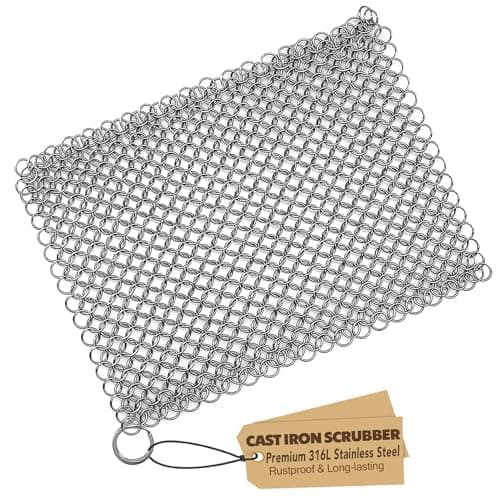 TOPULORS 316L Stainless Chainmail Scrubber (8 x 6 in)